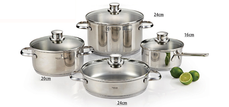 Bộ nồi Cuchinna vung kính 8 món 